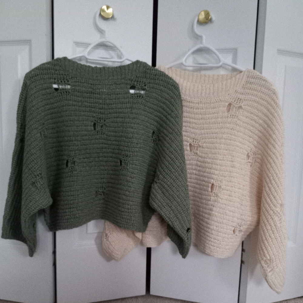 Bundle of 2 Wynne Layers by Marla Wynne Open Stitch Popover Sweaters (Sz Small)